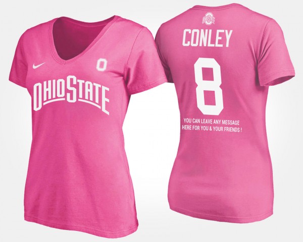 Ohio State Buckeyes Gareon Conley Women's #8 Pink With Message College Football T-Shirt 2404WZBQ2